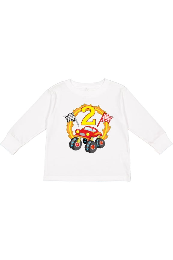 Monster Truck 2nd Birthday Boys or Girls Long Sleeve Toddler T-Shirt