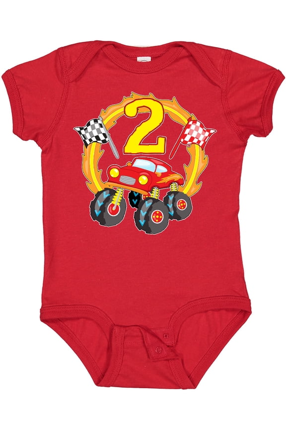 Monster Truck 2nd birthday Boys or Girls Baby Bodysuit