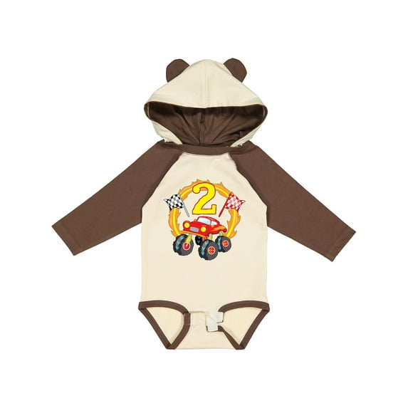Inktastic Monster Truck 2nd birthday Boys or Girls Long Sleeve Baby Bodysuit