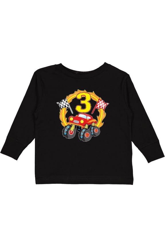 Monster Truck 3rd Birthday Boys or Girls Long Sleeve Toddler T-Shirt