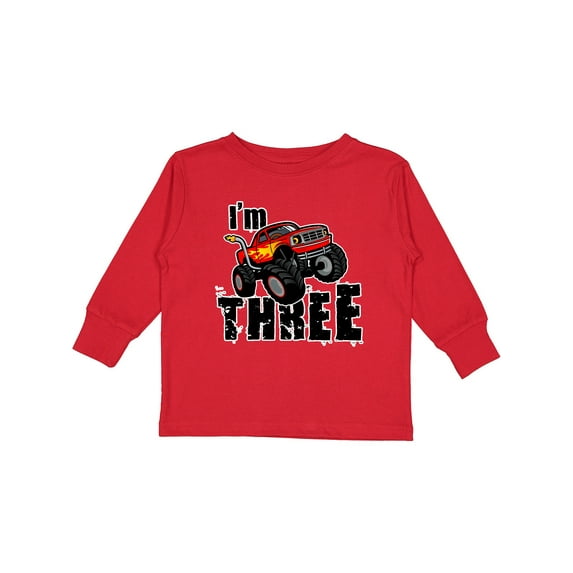 Inktastic Monster Truck 3rd Birthday Boys or Girls Long Sleeve Toddler T-Shirt
