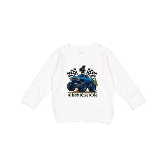 Inktastic Monster Truck Birthday Boy 4 Toddler Sweatshirt