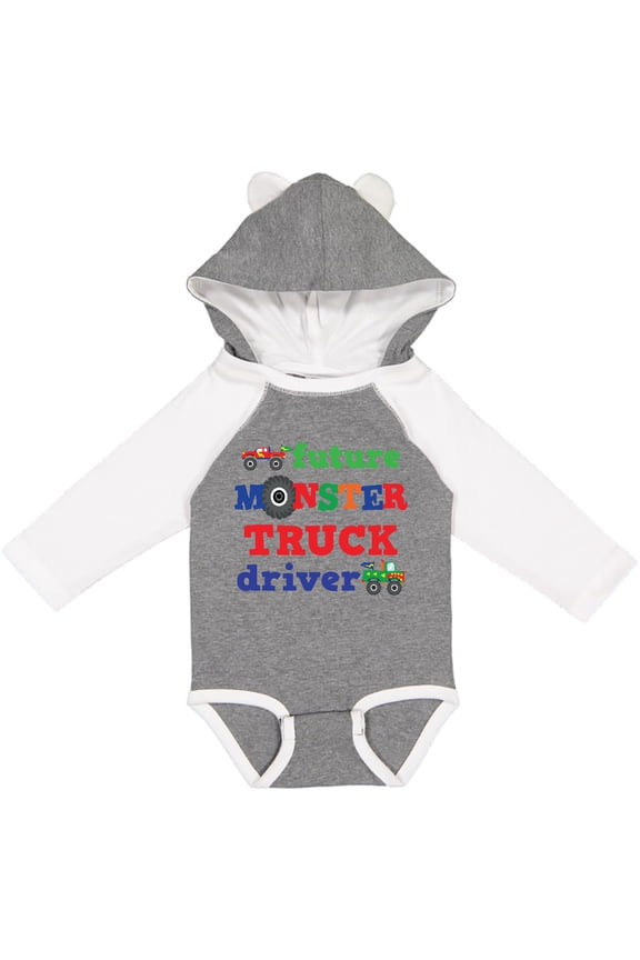 Monster Truck Future Driver Boys Long Sleeve Baby Bodysuit