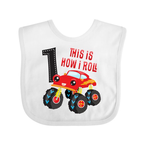 Inktastic Monster Truck How I Roll 1st Birthday Boys Baby Bib