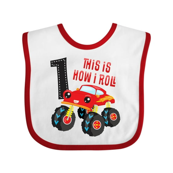 Inktastic Monster Truck How I Roll 1st Birthday Boys Baby Bib