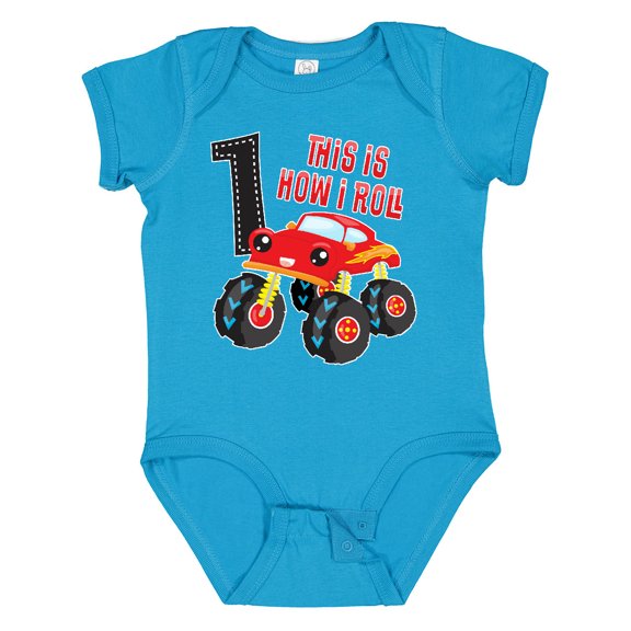 Inktastic Monster Truck How I Roll 1st Birthday Boys Baby Bodysuit