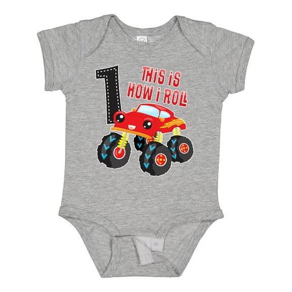 Inktastic Monster Truck How I Roll 1st Birthday Boys Baby Bodysuit