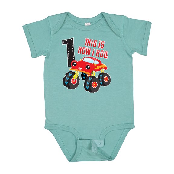 Inktastic Monster Truck How I Roll 1st Birthday Boys Baby Bodysuit