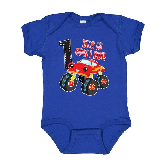 Inktastic Monster Truck How I Roll 1st Birthday Boys Baby Bodysuit