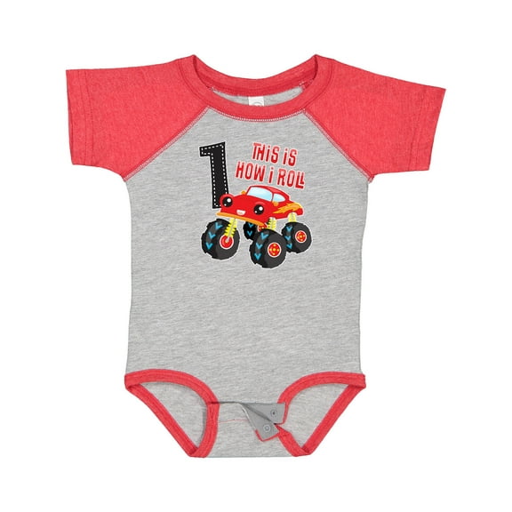 Inktastic Monster Truck How I Roll 1st Birthday Boys Baby Bodysuit