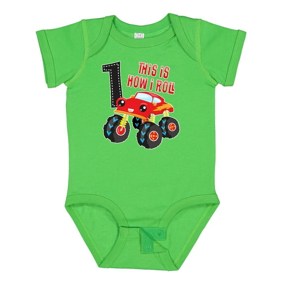 Inktastic Monster Truck How I Roll 1st Birthday Boys Baby Bodysuit