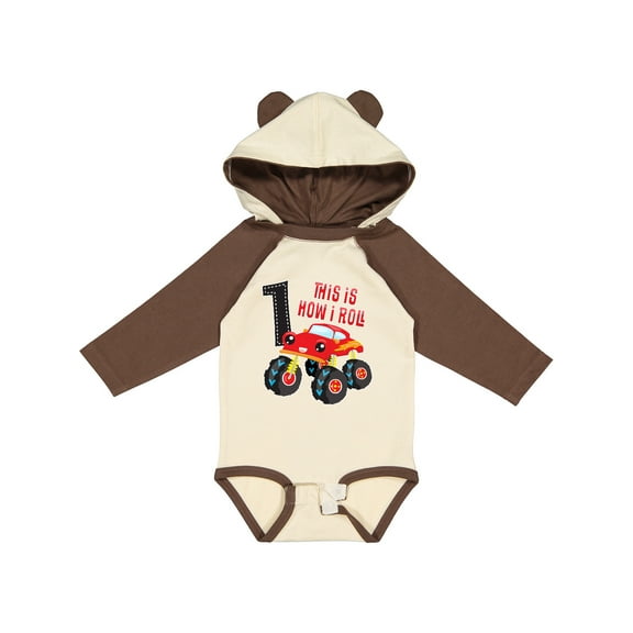 Inktastic Monster Truck How I Roll 1st Birthday Boys Long Sleeve Baby Bodysuit