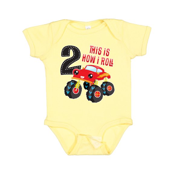 Inktastic Monster Truck How I Roll 2nd Birthday Boys Baby Bodysuit