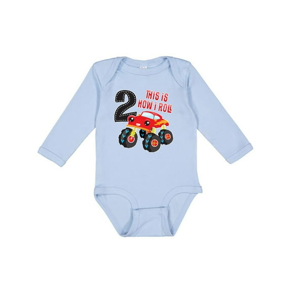 Inktastic Monster Truck How I Roll 2nd Birthday Boys Long Sleeve Baby Bodysuit