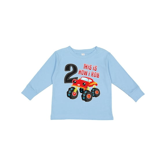 Inktastic Monster Truck How I Roll 2nd Birthday Boys Long Sleeve Toddler T-Shirt