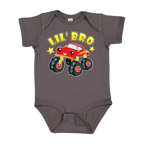 Inktastic Monster Truck Little Bro Boys Baby Bodysuit