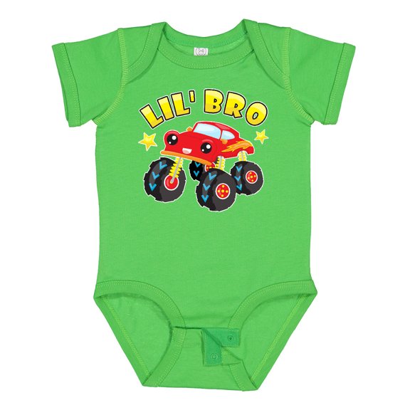 Inktastic Monster Truck Little Bro Boys Baby Bodysuit