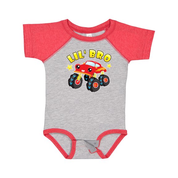 Inktastic Monster Truck Little Bro Boys Baby Bodysuit