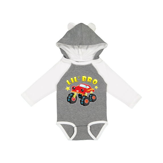 Inktastic Monster Truck Little Bro Boys Long Sleeve Baby Bodysuit