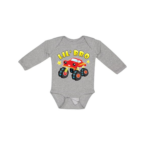 Inktastic Monster Truck Little Bro Boys Long Sleeve Baby Bodysuit