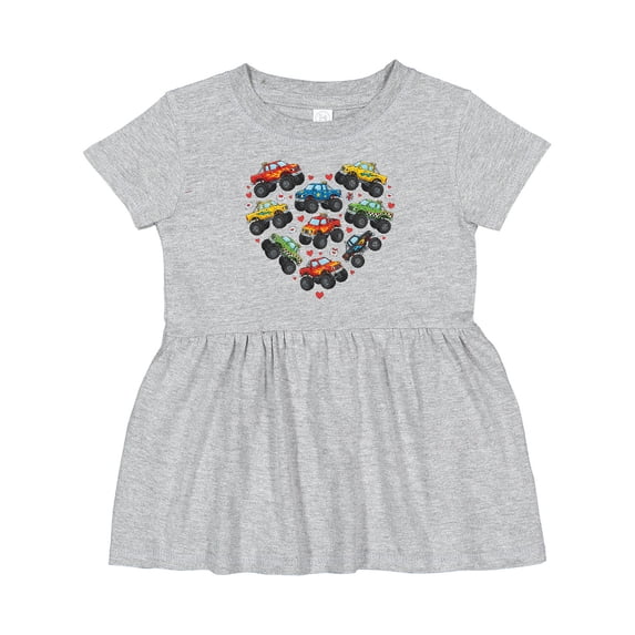 Inktastic Monster Truck Love Heart for Kids Girls Baby Dress