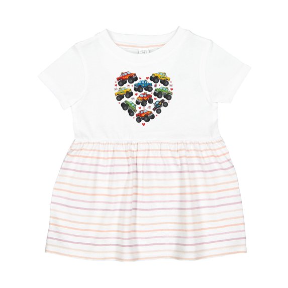 Inktastic Monster Truck Love Heart for Kids Girls Baby Dress