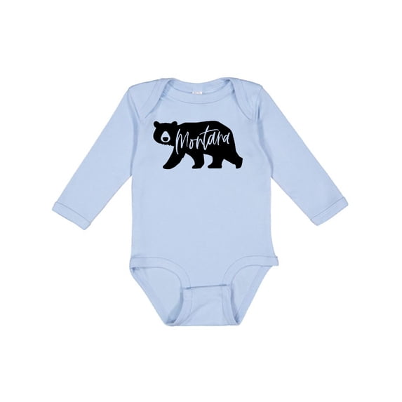 Inktastic Montana Black Bear Silhouette Boys or Girls Long Sleeve Baby Bodysuit