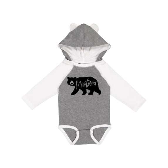 Inktastic Montana Black Bear Silhouette Boys or Girls Long Sleeve Baby Bodysuit