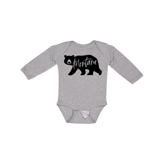 Inktastic Montana Black Bear Silhouette Boys or Girls Long Sleeve Baby Bodysuit