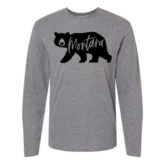 Inktastic Montana Black Bear Silhouette Long Sleeve T-Shirt
