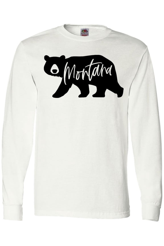 Montana Black Bear Silhouette Long Sleeve T-Shirt