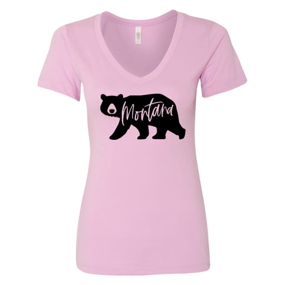 Inktastic Montana Black Bear Silhouette Women's V-Neck T-Shirt