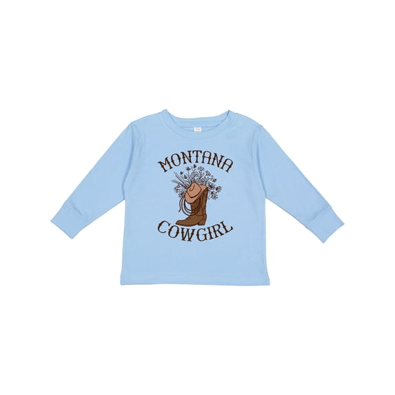 Inktastic Montana Cowgirl Girls Long Sleeve Toddler T-Shirt