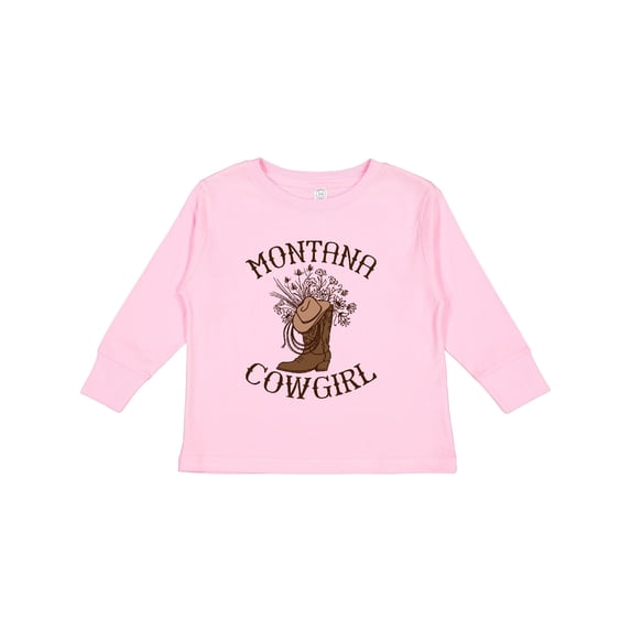 Inktastic Montana Cowgirl Girls Long Sleeve Toddler T-Shirt