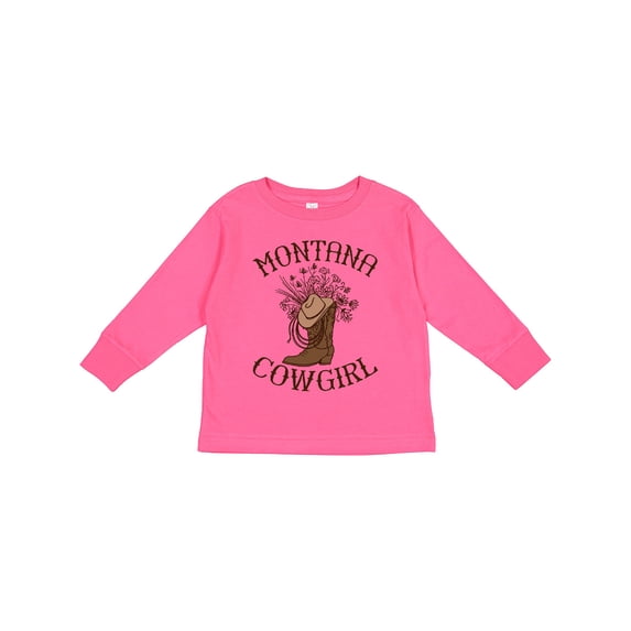 Inktastic Montana Cowgirl Girls Long Sleeve Toddler T-Shirt