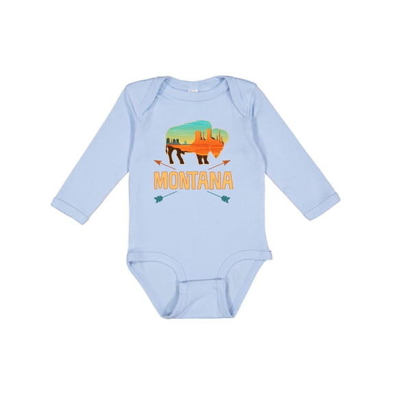 Inktastic Montana Gift Buffalo Silhouette Boys or Girls Long Sleeve Baby Bodysuit