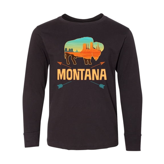 Inktastic Montana Gift Buffalo Silhouette Long Sleeve Youth T-Shirt