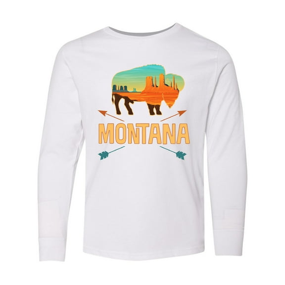 Inktastic Montana Gift Buffalo Silhouette Long Sleeve Youth T-Shirt
