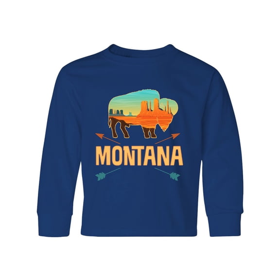 Inktastic Montana Gift Buffalo Silhouette Long Sleeve Youth T-Shirt