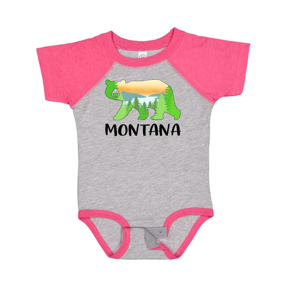 Inktastic Montana Lake and Trees in Bear Silhouette Boys or Girls Baby Bodysuit