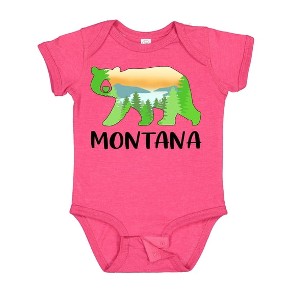 Inktastic Montana Lake and Trees in Bear Silhouette Boys or Girls Baby Bodysuit