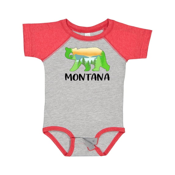 Inktastic Montana Lake and Trees in Bear Silhouette Boys or Girls Baby Bodysuit