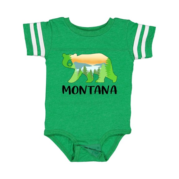 Inktastic Montana Lake and Trees in Bear Silhouette Boys or Girls Baby Bodysuit