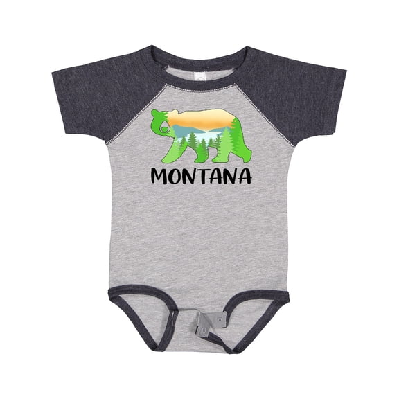 Inktastic Montana Lake and Trees in Bear Silhouette Boys or Girls Baby Bodysuit