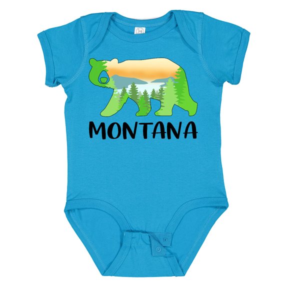 Inktastic Montana Lake and Trees in Bear Silhouette Boys or Girls Baby Bodysuit