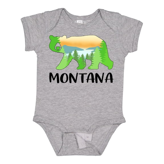 Inktastic Montana Lake and Trees in Bear Silhouette Boys or Girls Baby Bodysuit