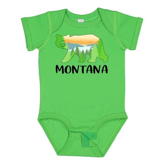 Inktastic Montana Lake and Trees in Bear Silhouette Boys or Girls Baby Bodysuit