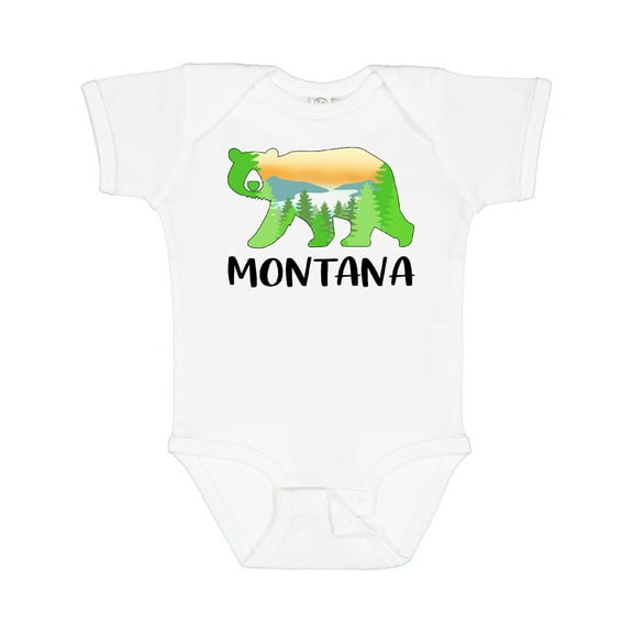 Inktastic Montana Lake and Trees in Bear Silhouette Boys or Girls Baby Bodysuit