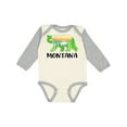 thumbnail image 1 of Inktastic Montana Lake and Trees in Bear Silhouette Boys or Girls Long Sleeve Baby Bodysuit, 1 of 5