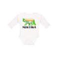 thumbnail image 1 of Inktastic Montana Lake and Trees in Bear Silhouette Boys or Girls Long Sleeve Baby Bodysuit, 1 of 5